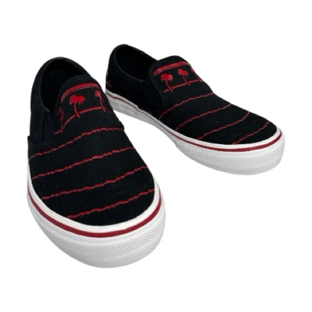 In-N-Out Burger Palm Tree Slip On Sneakers Black Red Size 7.5